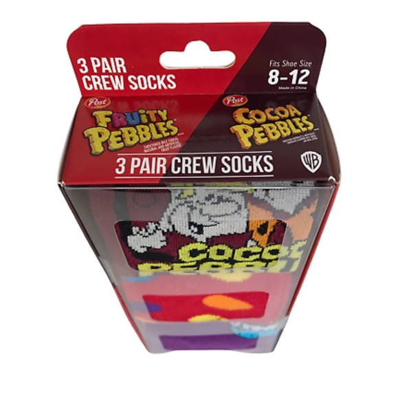 Cocoa pebbles and fruity pebbles 3 pair crew socks size 8-12 - Picture 3 of 3